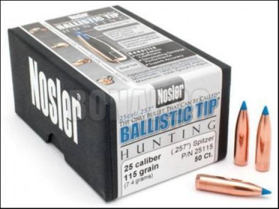 NOSLER PALLA 257" 115 GRS BALLISTIC TIP