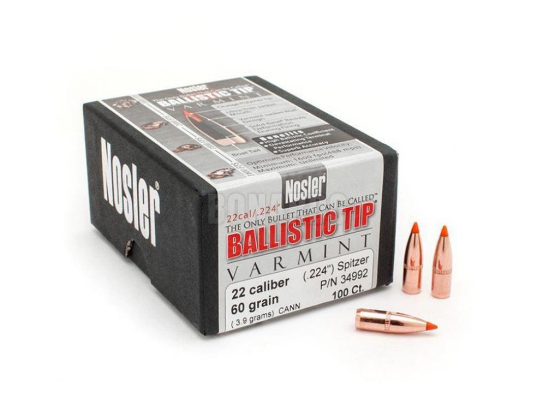 NOSLER PALLA 224" 60 GRS BALLISTIC TIP conf.100
