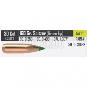 NOSLER PALLE BALLISTIC TIP CAL.308" 168GRS CONF 50