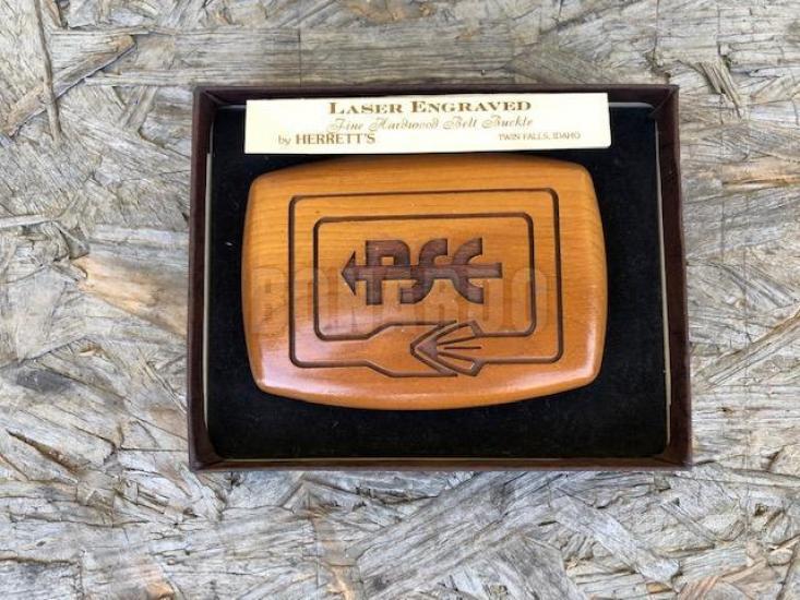 PSE BELT BUCKLE WOOD OLD LOGO FIBIA INCISA LASER