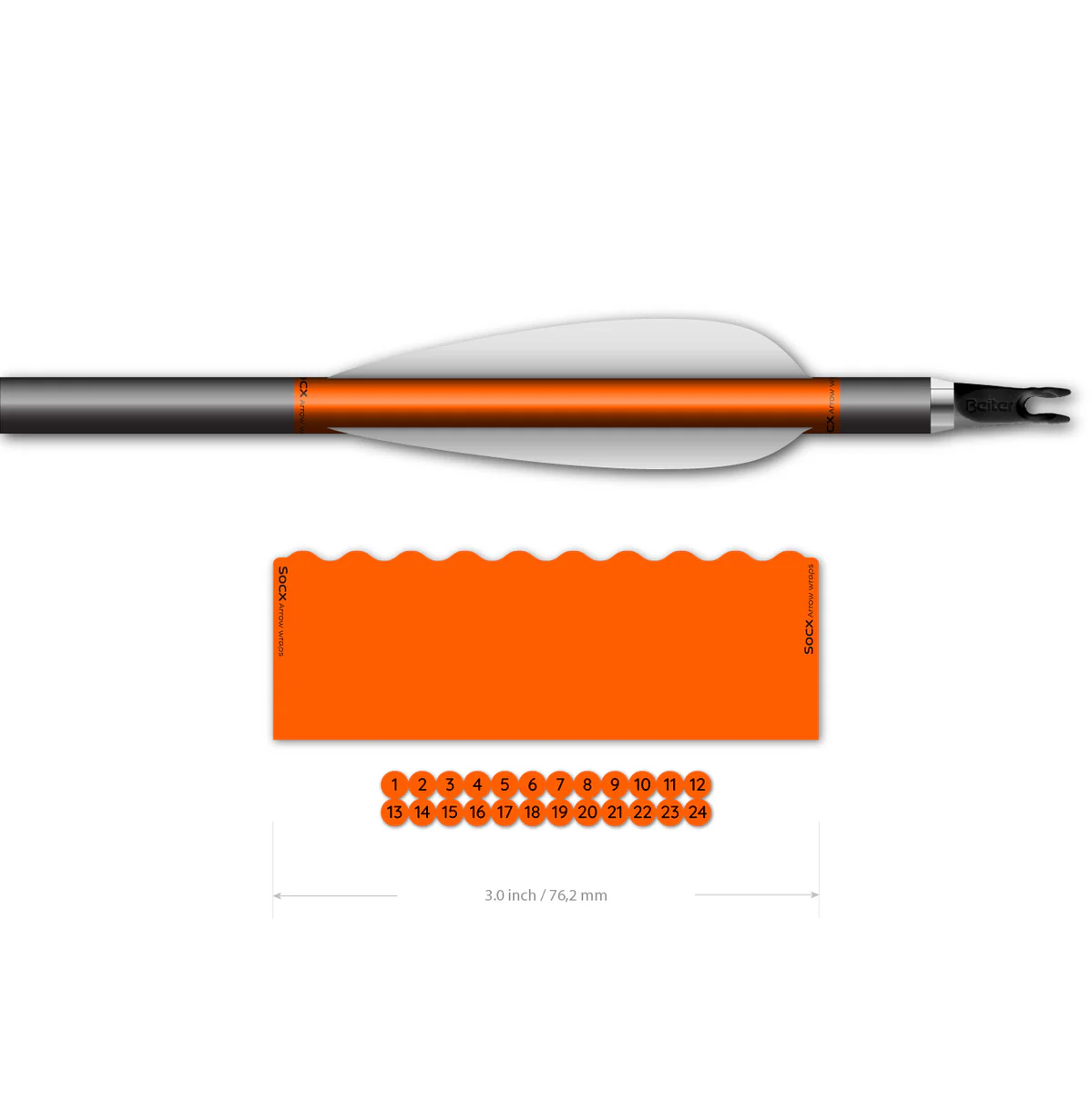 SOCX ARROW WRAP SHORTY 8.0 mm MAX FLUO
