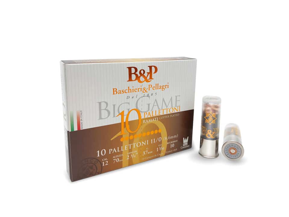 B&P MUNIZIONI CAL.12 BIG GAME 10 PALLETTONI RAMATI