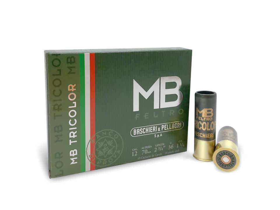 B&P MUNIZIONI CAL.12 TRICOLOR MB FELTRO 36
